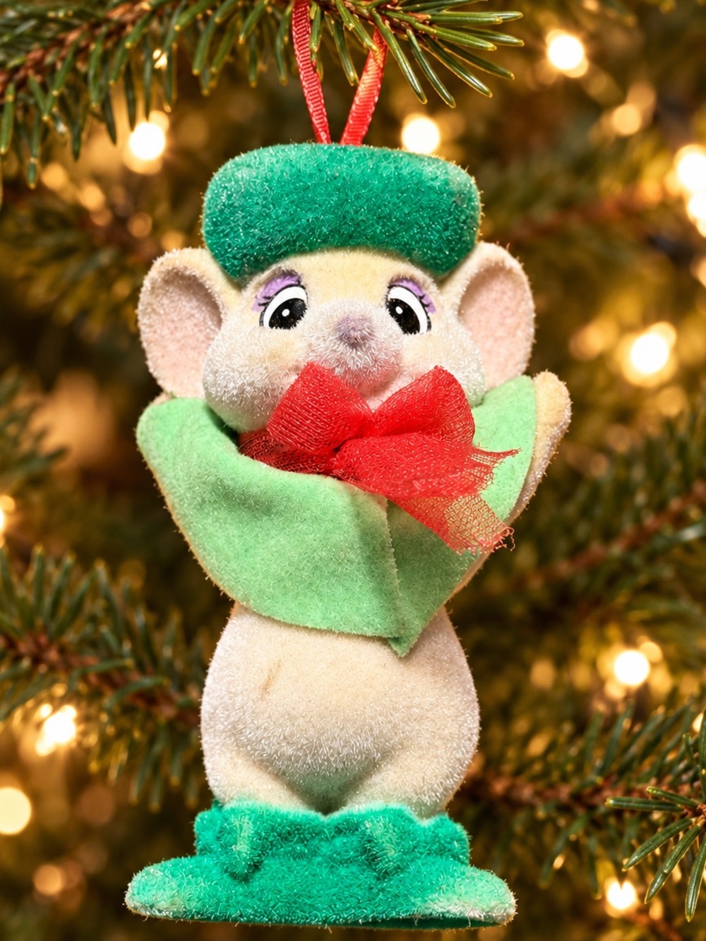 Disney Green and Red Mouse Plush Ornament